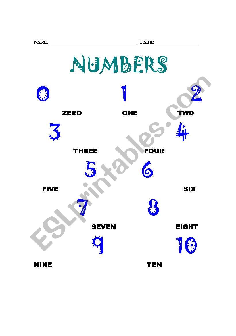 Numbers worksheet