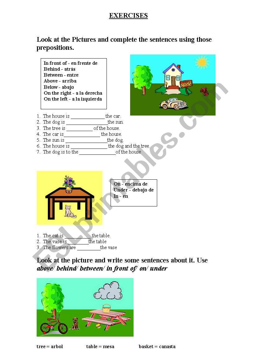 Preposition exercises worksheet
