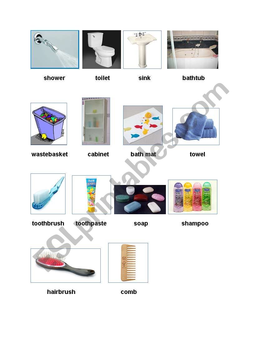 Bathroom Objects worksheet