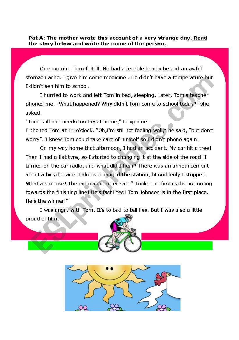 past simple reading comprehension - ESL worksheet by syrenne