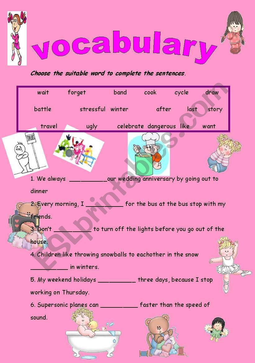 elementary vocabulary worksheet