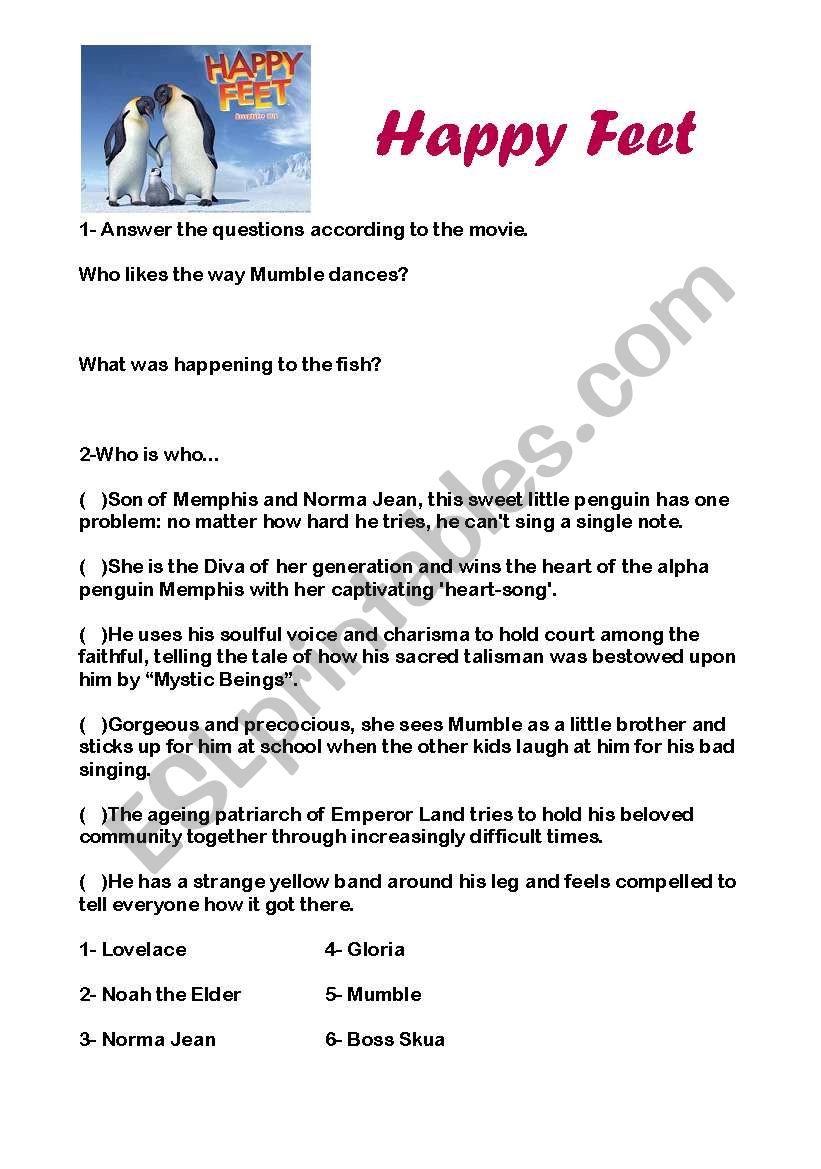 Happy feet activity worksheet