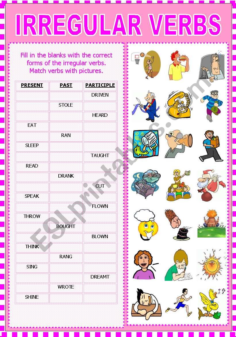 IRREGULAR VERBS worksheet