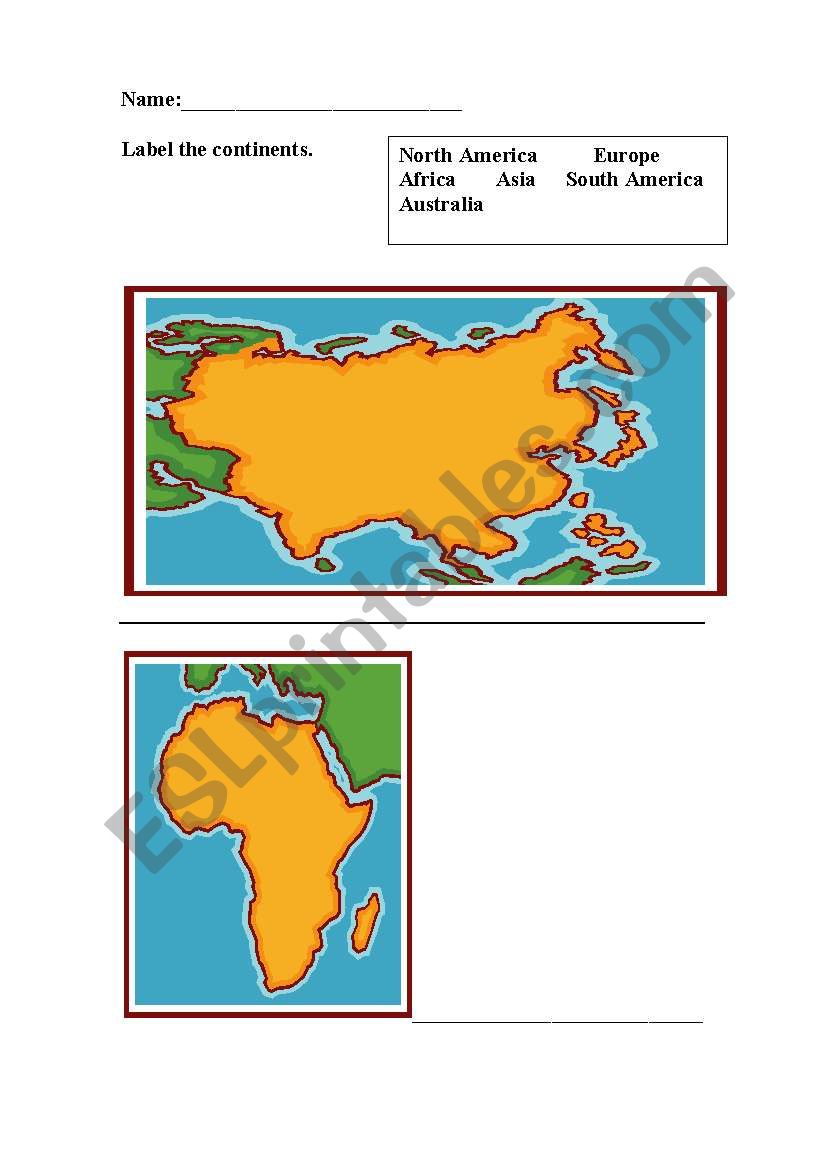 The seven continents worksheet