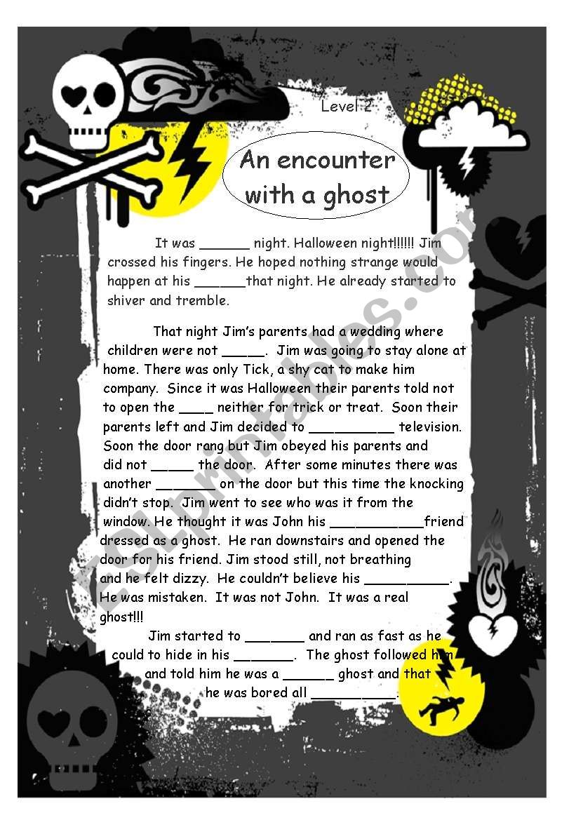 An encounter with a ghost worksheet