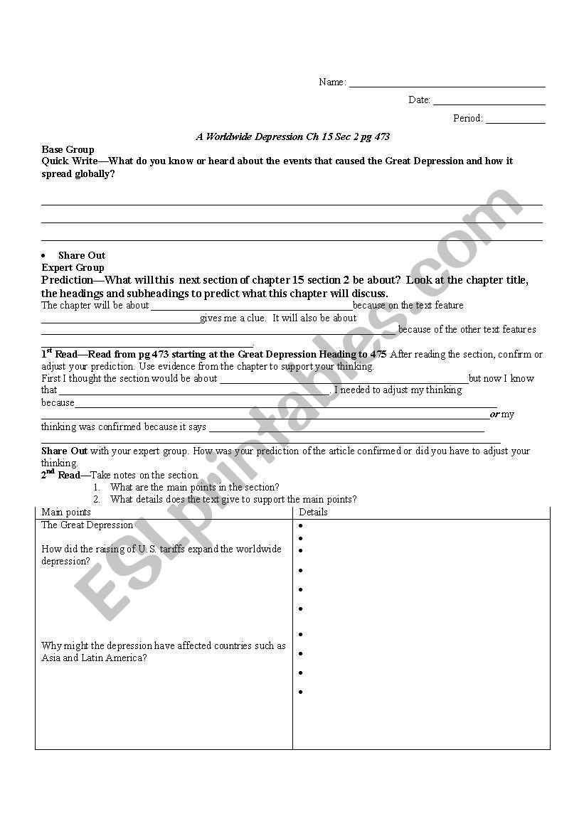 Post War Uncertainty  worksheet