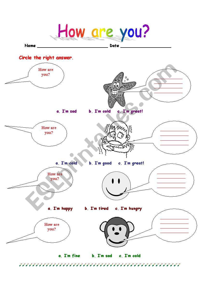 How are you? part 1 worksheet