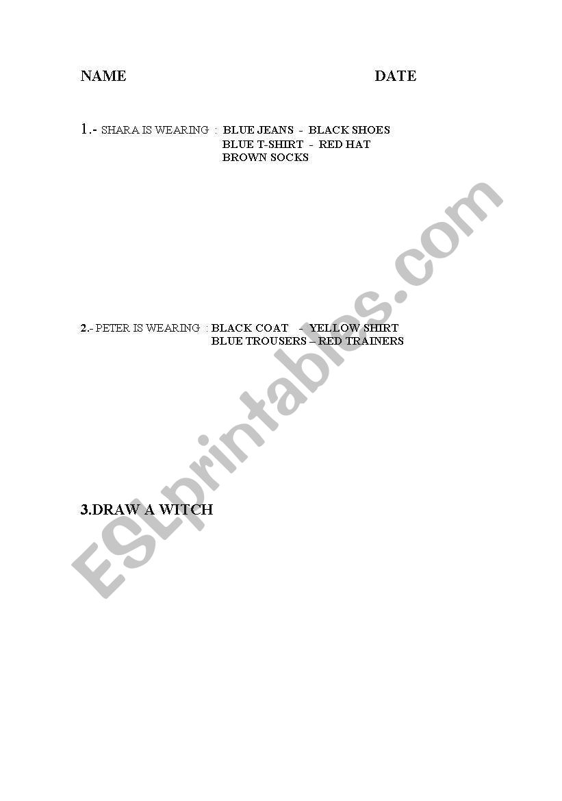 CLOTHES worksheet