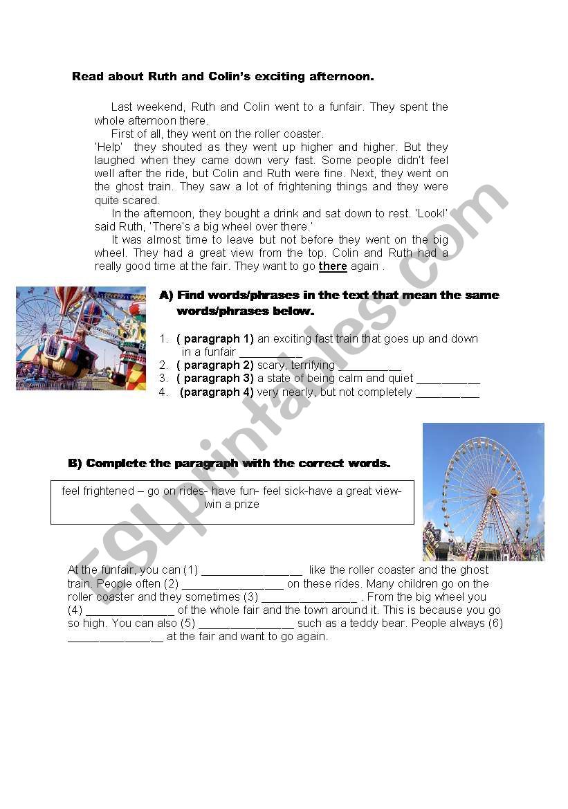 Funfair worksheet