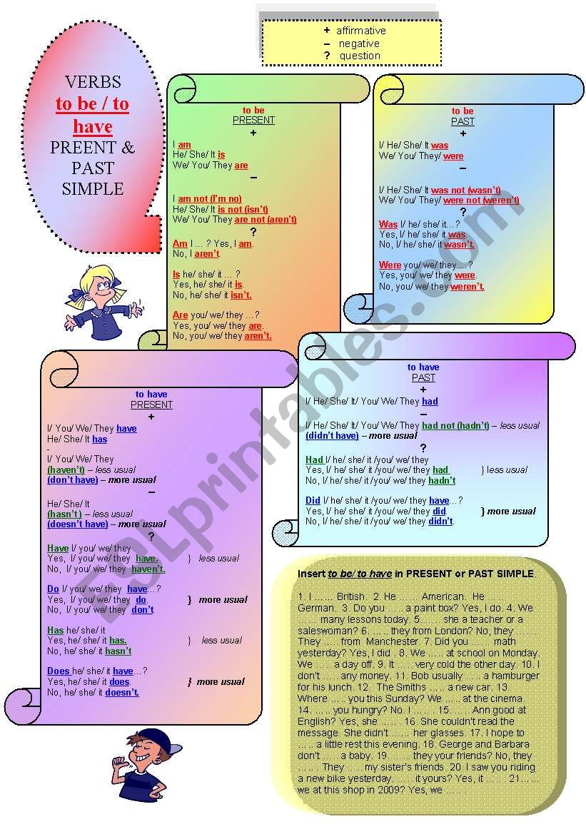 verbs to be/ to have in present and past simple