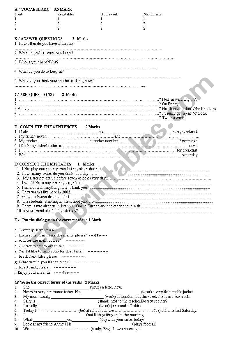 worksheet worksheet