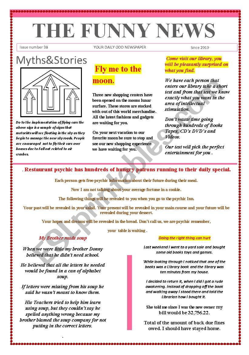 38 Funny News issue  worksheet