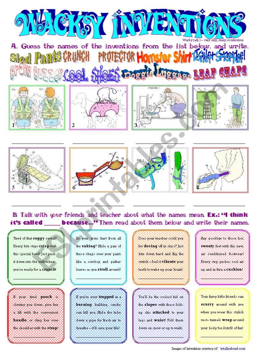 Wacky Inventions worksheet