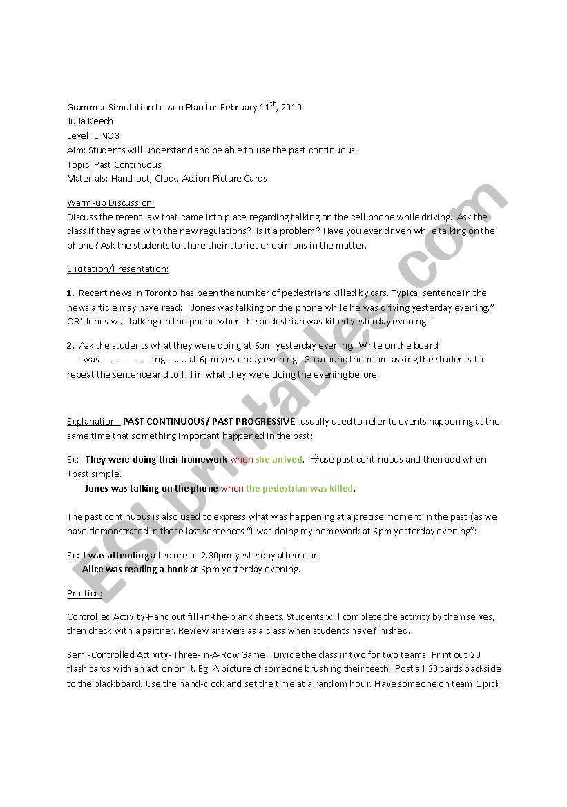 Past Continuous  worksheet