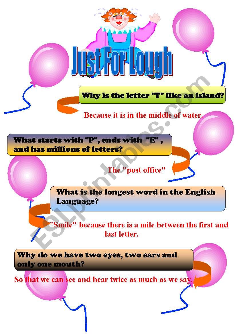 just for laugh worksheet