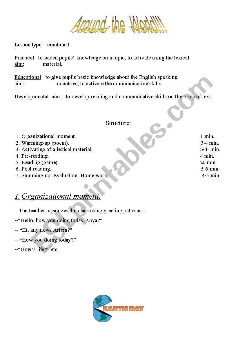 Around the world worksheet