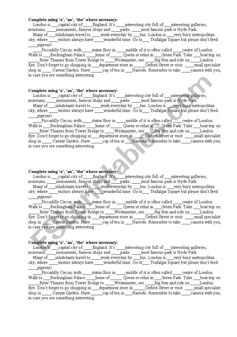 London EYE worksheet