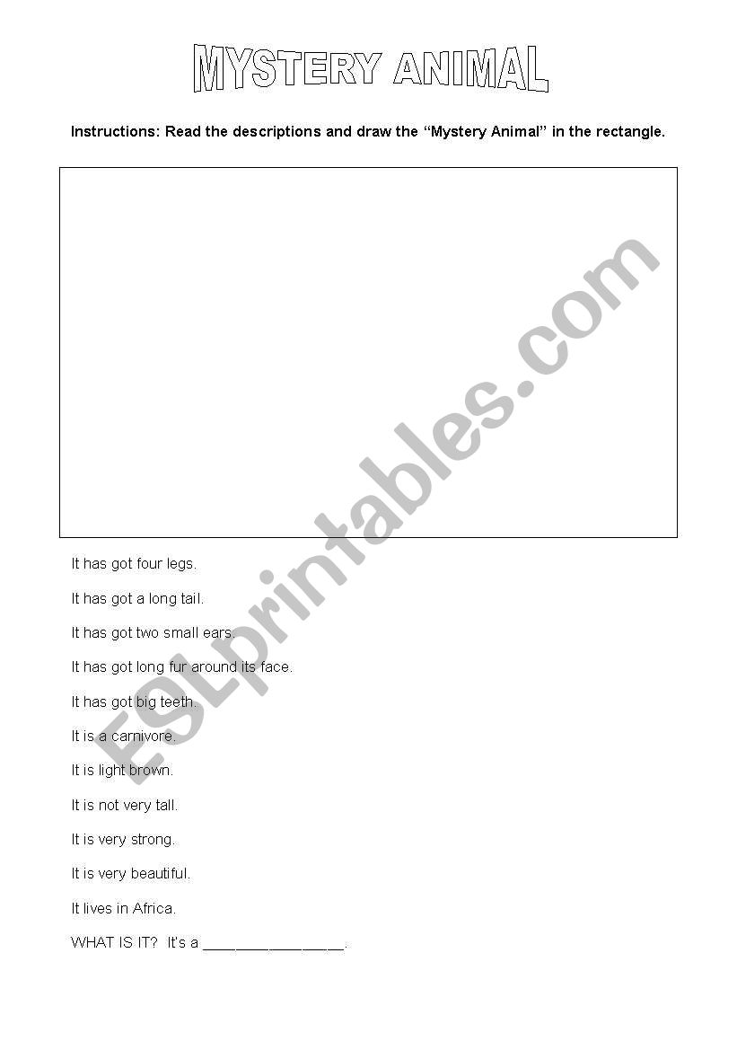Mystery Animal worksheet