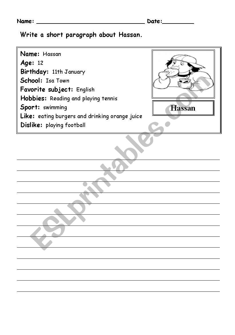 Writing Short Paragraph - ESL worksheet by Daghoom Inside Writing A Paragraph Worksheet