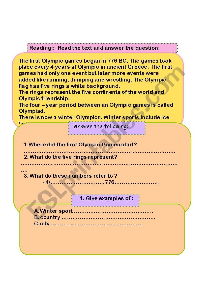 Winter sports  worksheet