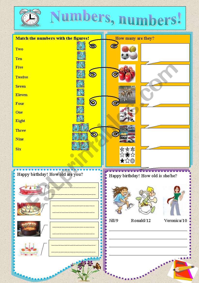 Numbers, numbers worksheet