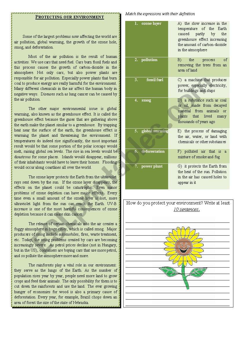 Protecting our environment worksheet