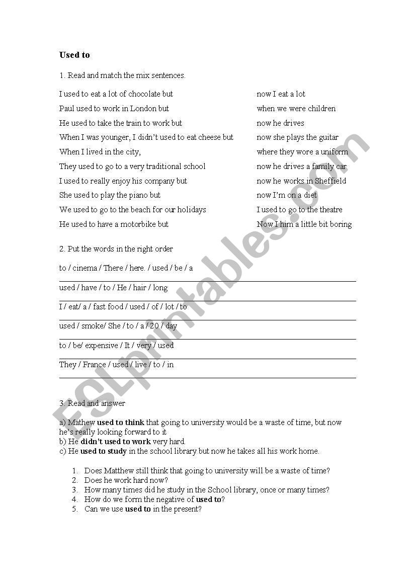 be used to worksheet