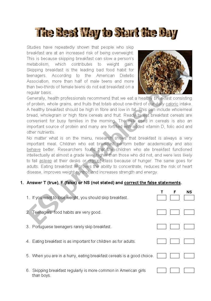 Healthy lifestyle worksheet