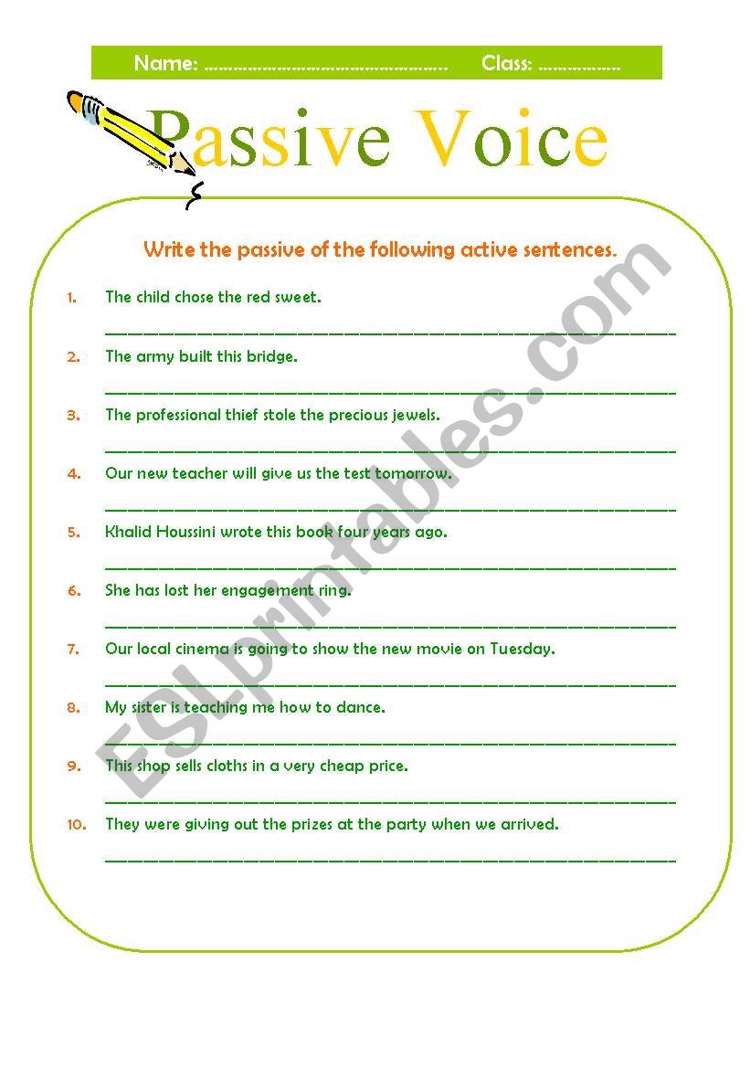 Passive Voice worksheet