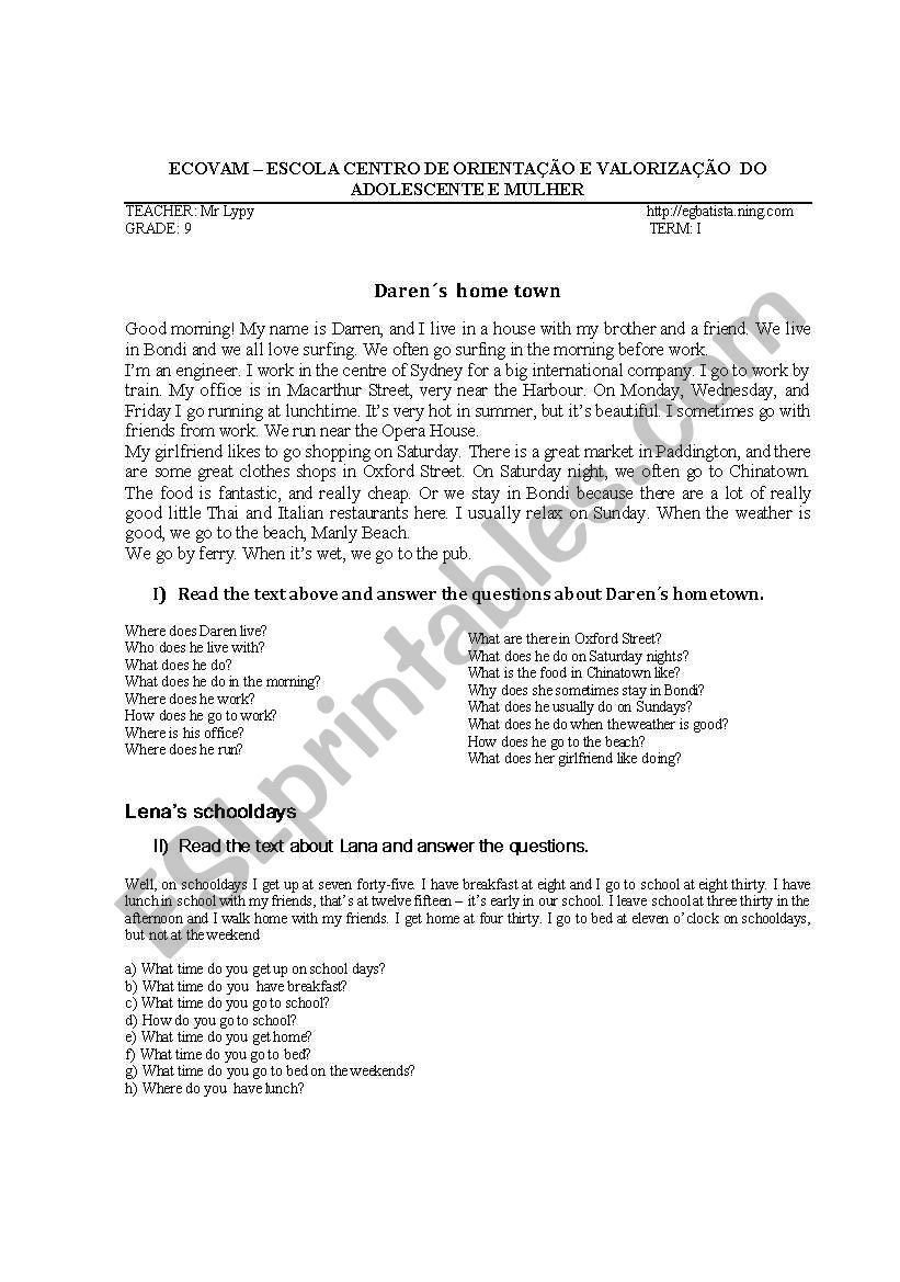 DARENS HOMEOWN worksheet