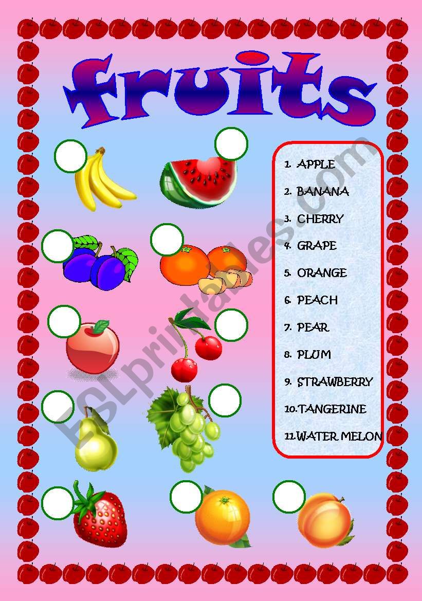 fruits worksheet