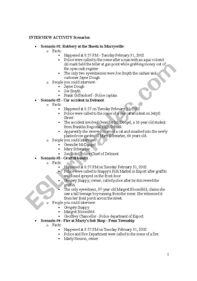 Journalism Lesson Plan Criminal Situations Conversation Practice