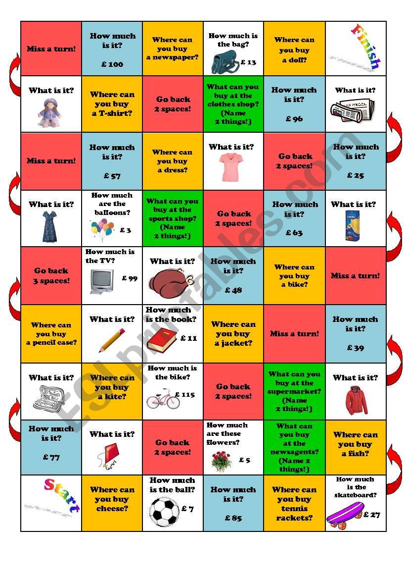 Shopping game worksheet