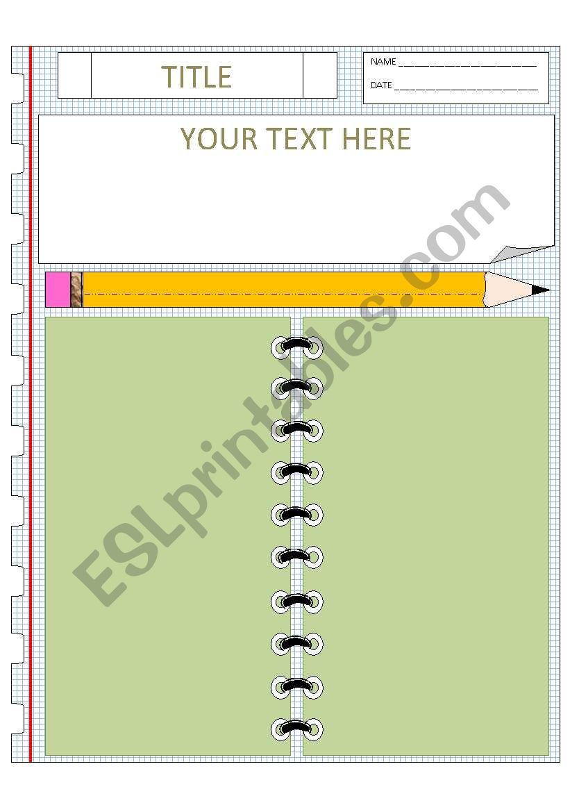 Notebook Page worksheet