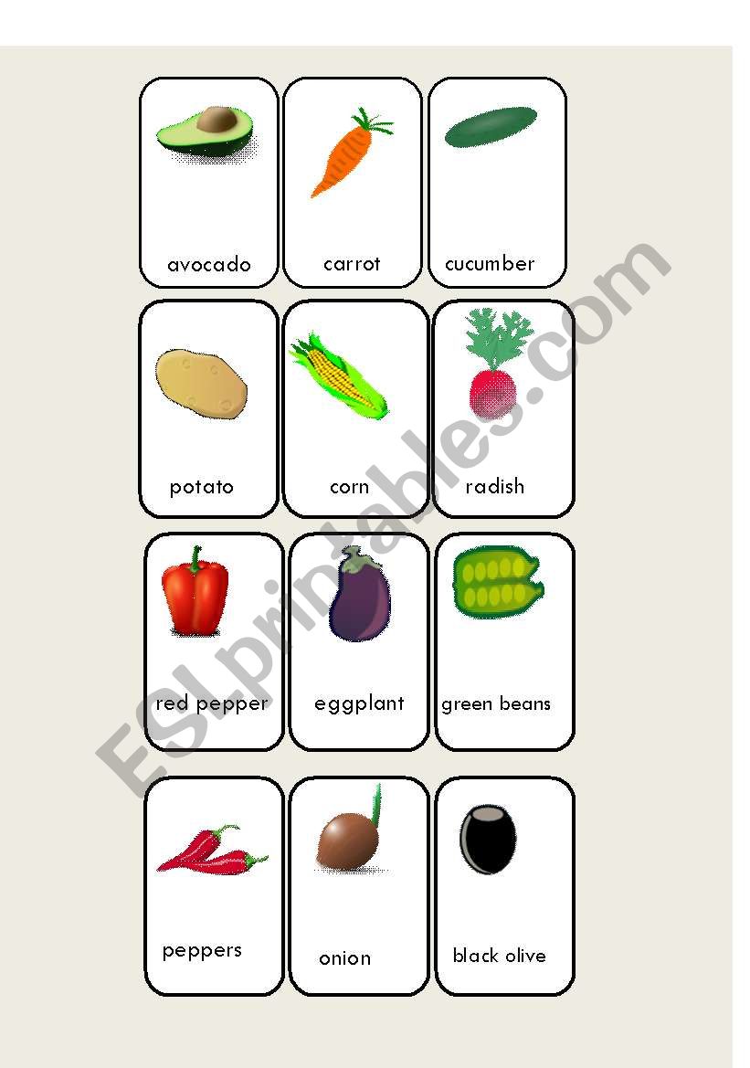 vegetables worksheet