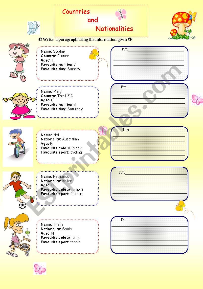 Countries and Nationalities worksheet