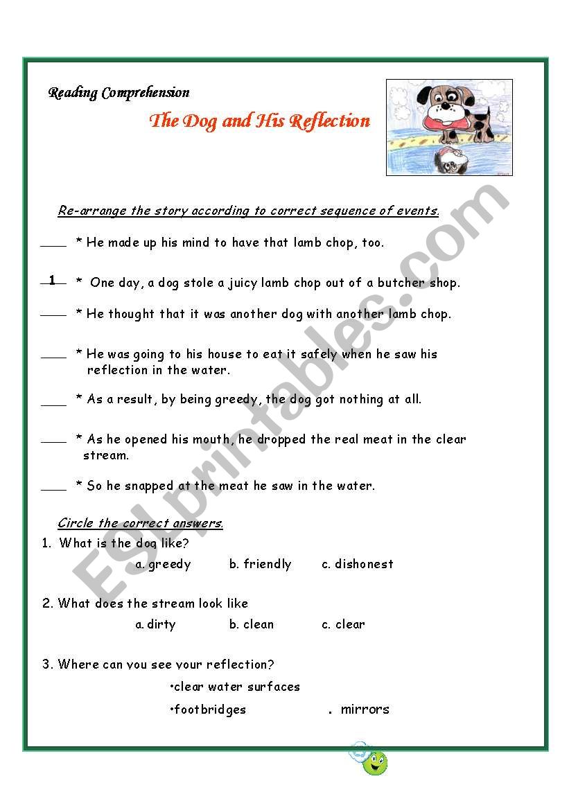 The Dog and His Reflection worksheet