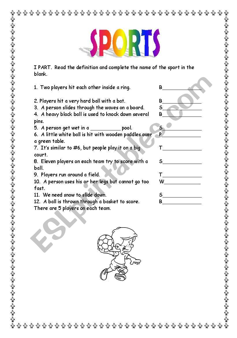 Sports worksheet