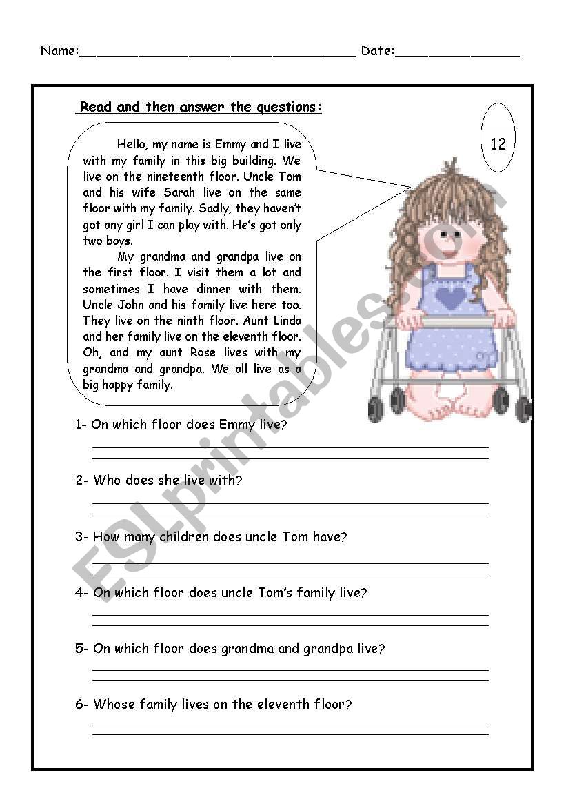 Comprehension Reading  worksheet