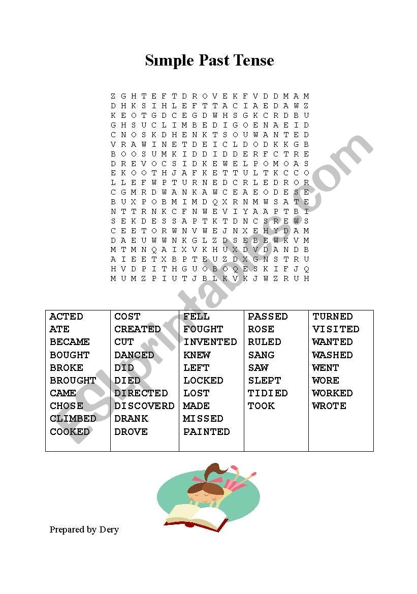 word search past simple tense with verb2