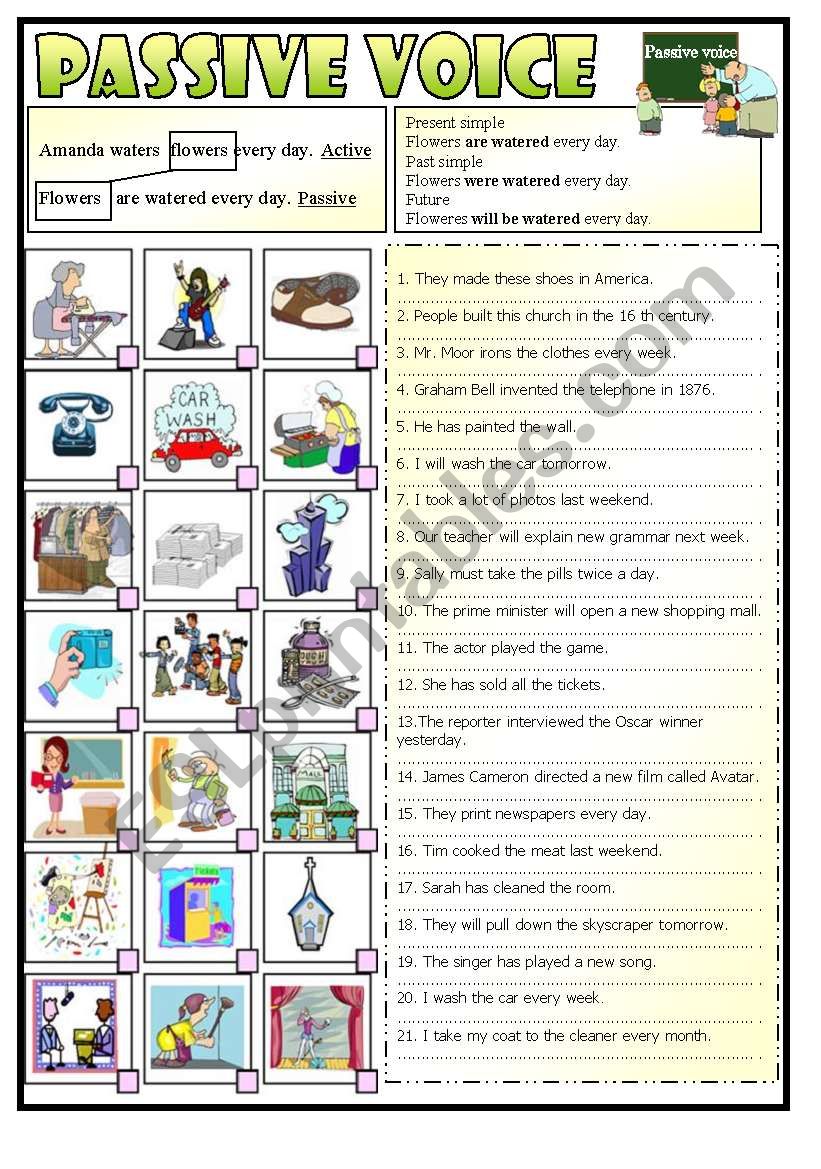 Passive voice exercises (BW+KEY)