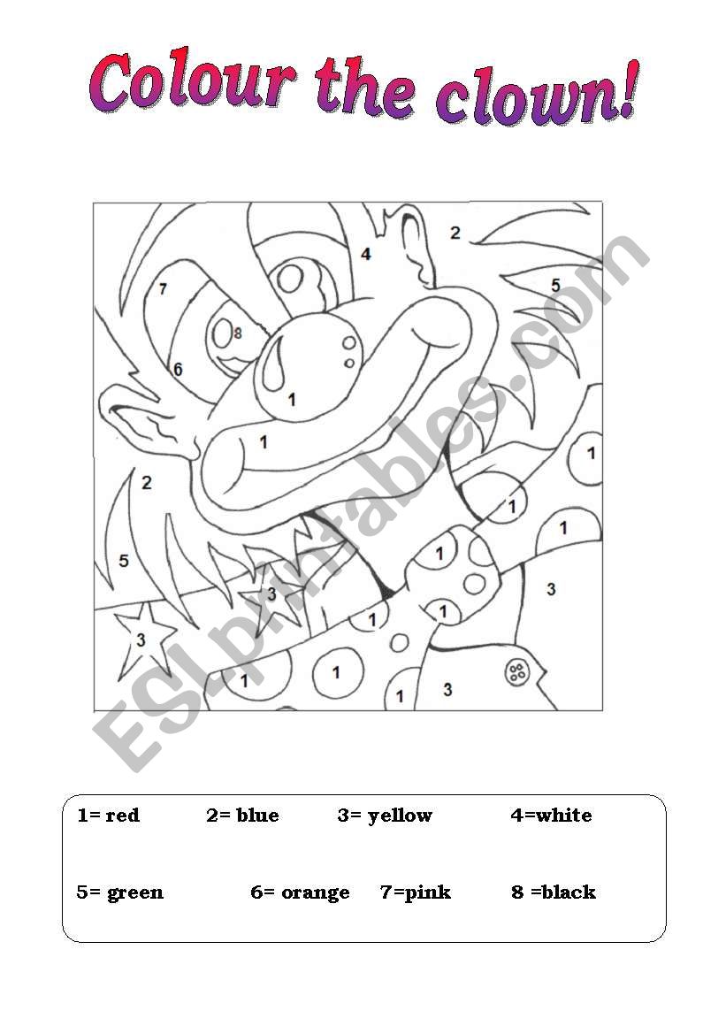 colour the clown worksheet