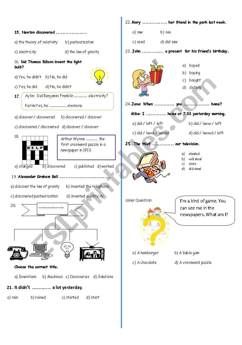 7th grade exam (part 2) worksheet