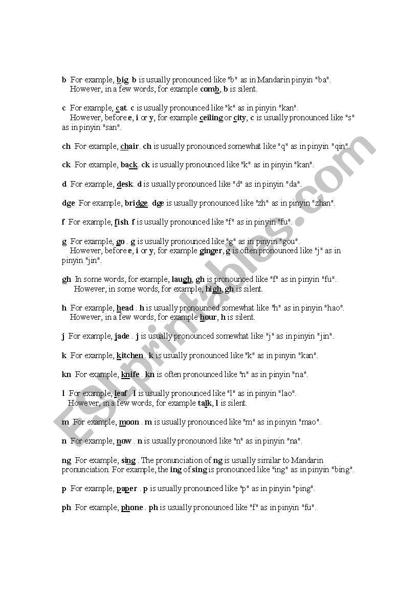 English pronunciation worksheet