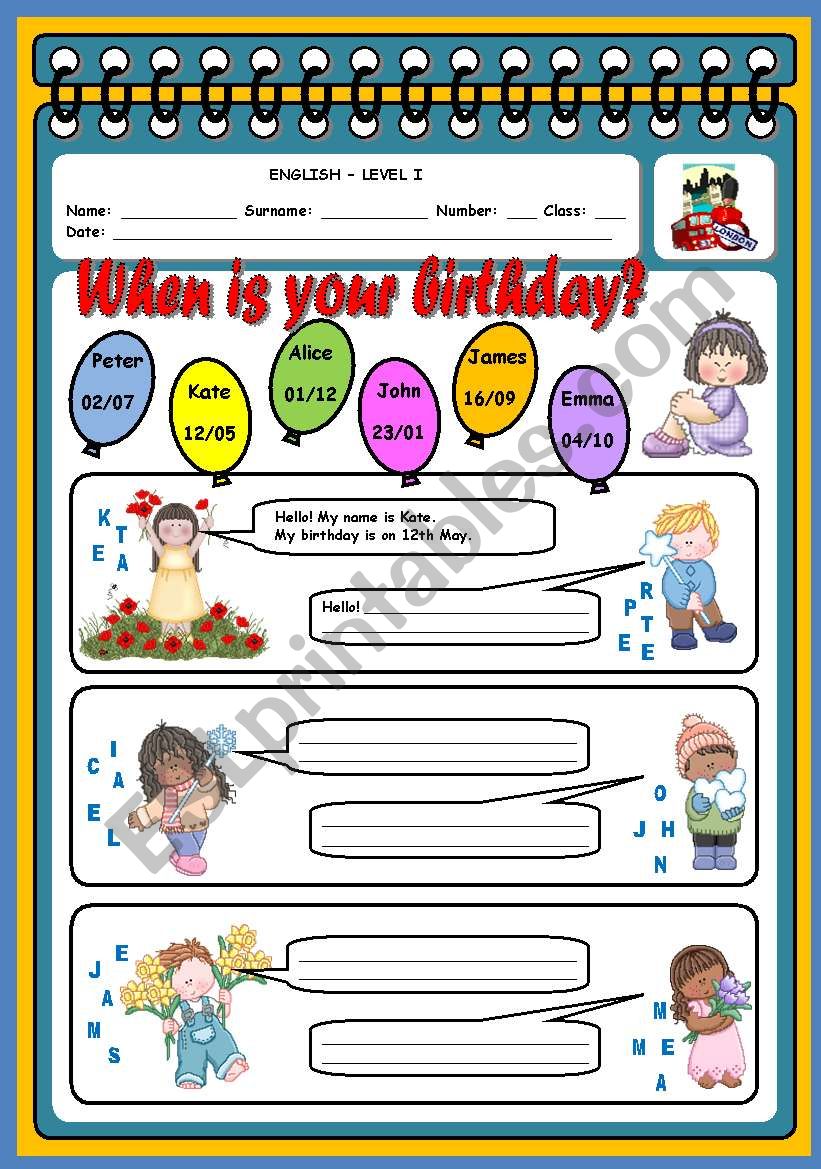 WHEN IS YOUR BIRTHDAY? worksheet