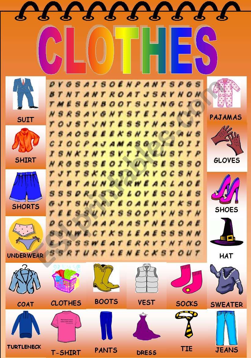 Clothes Wordsearch worksheet