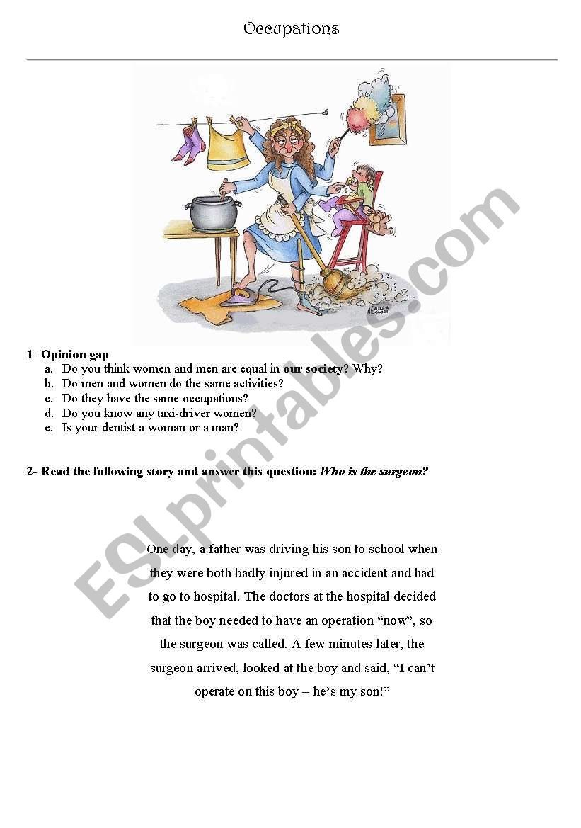 Occupations worksheet