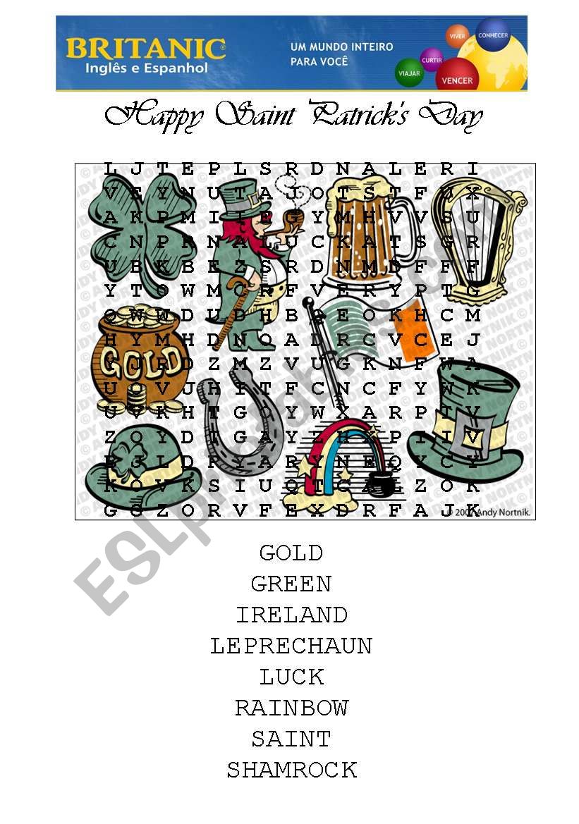 Saint Patricks Day Wordsearch