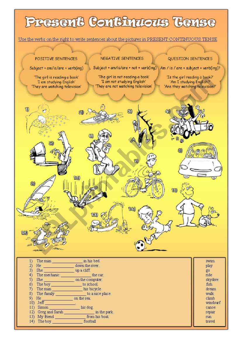 Present Continuous Activity worksheet