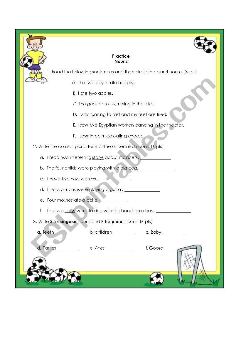 Practice about nouns worksheet